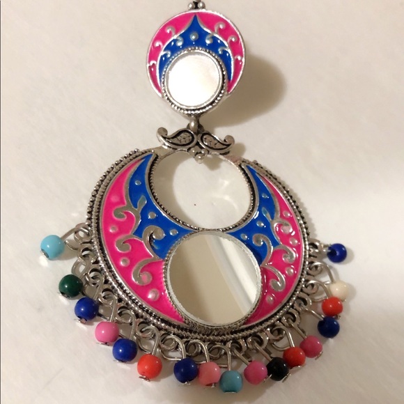 Boho Style Multicolor Tibetan Silver Earrings - Picture 7 of 8